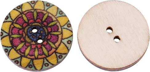 100Pcs Mixed Pattern Vintage Wood Buttons, DIY Sewing Craft Decorative Buttons with 2 Holes, for Clothing Jackets Backpacks Hats Shoes in Kuwait