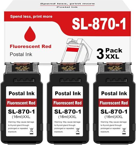 High Capacity SL-870-1 XXL Red Ink Cartridge Compatible with Pitney Bowes SL870-1 SL8701 Fluorescent Red Ink Replacement for The PB SendPro Mailstation Series Postage Meter (CSD1)(16ml 4Pack) in Kuwait