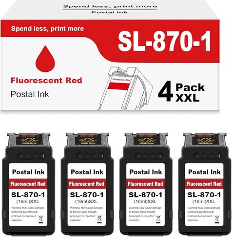High Capacity SL-870-1 XXL Red Ink Cartridge Compatible with Pitney Bowes SL870-1 SL8701 Fluorescent Red Ink Replacement for The PB SendPro Mailstation Series Postage Meter (CSD1)(16ml 4Pack) in Kuwait