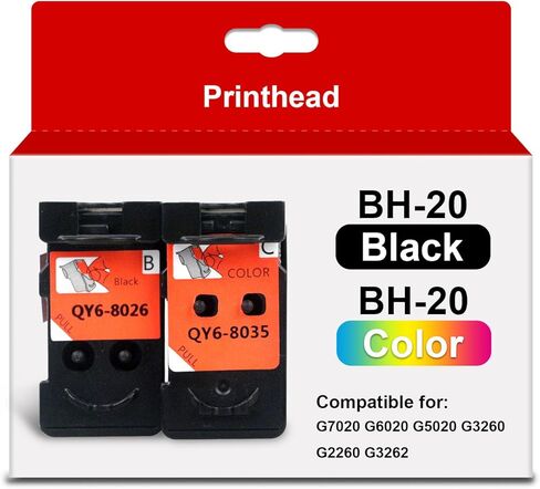 BH-20 CH-20 Printhead Combo Pack, Compatible with PIXMA G7020 G6020 G5020 G3260 G2260 MegaTank Printers, Works with PG 8026XL 8035XL Ink Cartridges in Saudi Arabia