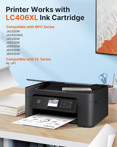 خراطيش حبر LC406XL LC406 لطابعة Brother متوافقة مع LC 406XL LC406 XL لـ MFC-J4335DW MFC-J5855DW MFC-J6555DW MFC-J4535DW MFC-J6955DW MFC-J4345DW MFC-J5955DW (4 عبوات عالية الإنتاجية) in Kuwait