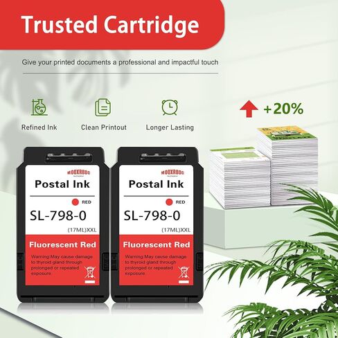 2-Pack SL-798-0 Ink Cartridge (17 ml) Replacement for Pitney Bowes SL-798-0 Ink Cartridge (17 ml) for SendPro C200 C300 C400 C425 Postage Meters, Fluorescent Red Ink, (2-Pack Red Ink,17 ML) in Kuwait