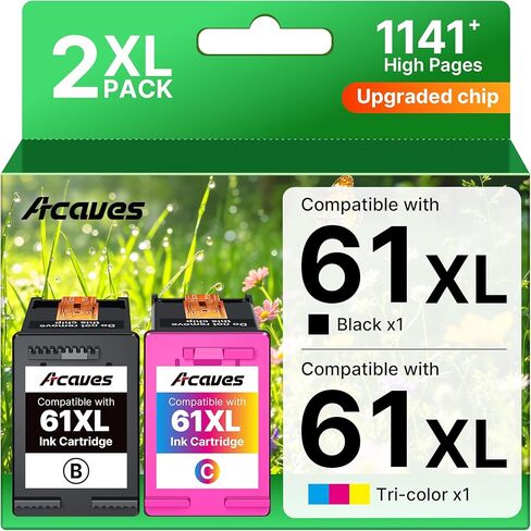 خرطوشة حبر 61XL للحبر 61 بديلة لخرطوشة الحبر 61XL حزمة التحرير والسرد باللون الأسود واللون لـ 5530 4500 2620 4630 2540 3050 1510 4632 2542 4635 3050a 5535 4610 1000 1010 1512 3512 2541 طابعة in Kuwait