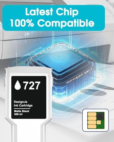 727 Ink Cartridges Professional 300ml Matte Black Ultra-Large Capacity C1Q12A Replacement for HP 727 Ink Cartridge for HP DesignJet T920 T930 T1530 T1500 T2500 T2530 Printers in Saudi Arabia