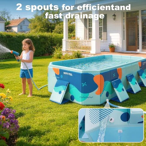 Large Foldable Family Swimming Pool for Kids & Dogs, 115" L x 65" W x 21.5" D Hard Plastic Square Pool with Reinforced Sidewalls and Easy Setup for Backyard in Saudi Arabia