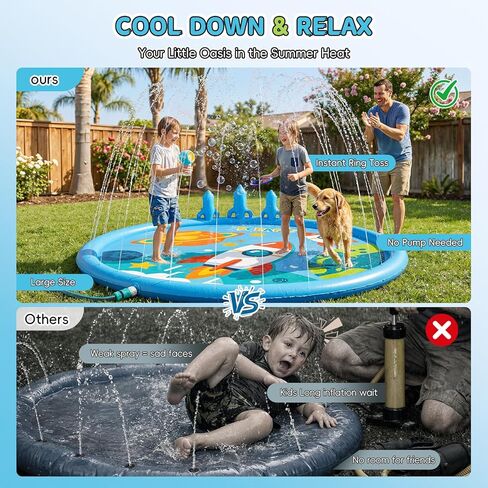 Peradix 3-in-1 Splash Pad for Kids, 67" Sprinkler Play Mat with 6 Rings – Toddler Summer Toys for Boys Girls & Family, Baby Splash Pad for Outside Backyard Garden Lawn Water Game in Saudi Arabia