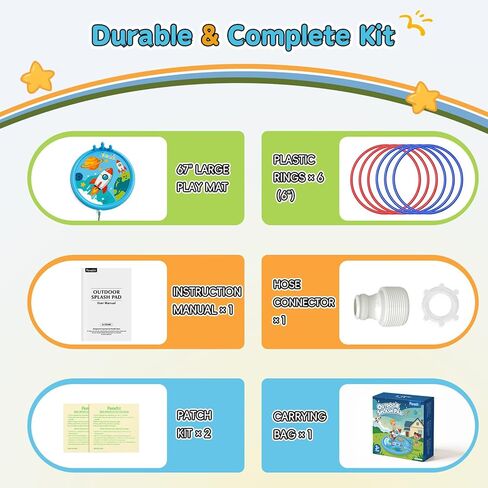Peradix 3-in-1 Splash Pad for Kids, 67" Sprinkler Play Mat with 6 Rings – Toddler Summer Toys for Boys Girls & Family, Baby Splash Pad for Outside Backyard Garden Lawn Water Game in Saudi Arabia