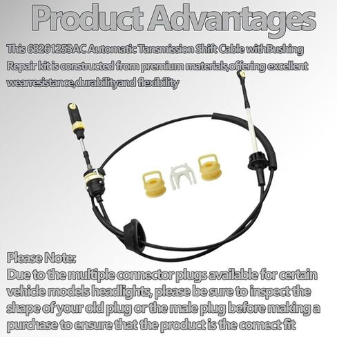 68261253AC Automatic Transmission Shifter Cable with Bushing Repair Kit Fit for Ram 2500 2012-2018/3500 2011-2023/4500 2011-2015/5500 2011-2015# 68039341AE 68039341AB 68039341AC in Saudi Arabia