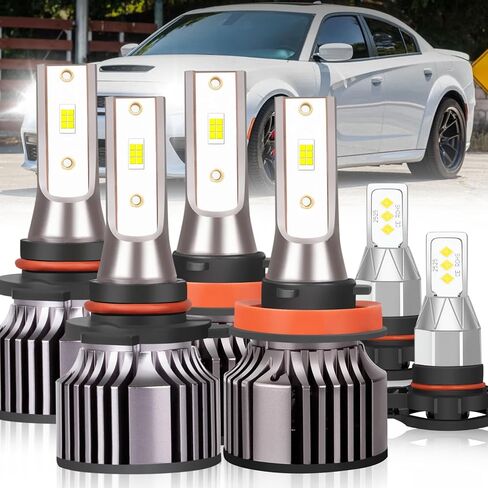 Compatible 2016-2020 For Dodge Charger Light Bulbs, 9005 High Low Beam Bulb with Cooling Fan, 500% Brighter 50000+ Hours Life span Plug-N-Play Off Road Lights, Pack of 4 in Saudi Arabia