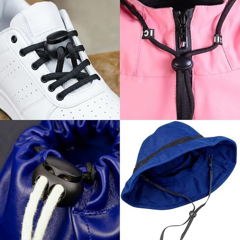 20Pcs Spring Cord Lock End Stopper Fastener Slider Toggles Clip - Double Hole Round Plastic for Drawstrings Lanyard Paracord Elastic Bungee Shock Cord Rope - Shoe Lace Tie Locks - Shoelace Lace Lock in Saudi Arabia