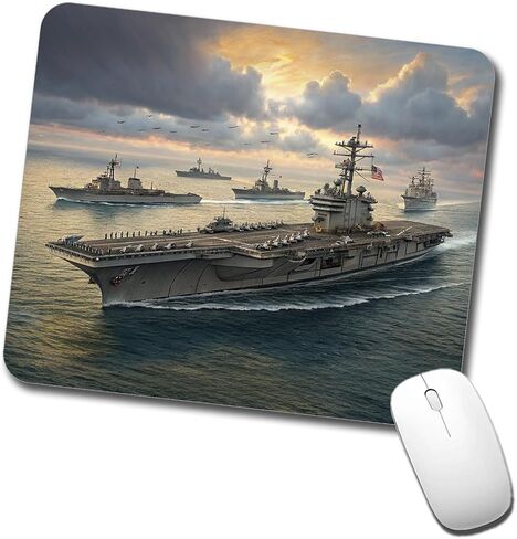 US Navy Carrier Strike Group at Sea Illustration Low Profile Mouse Pad Mat in Kuwait