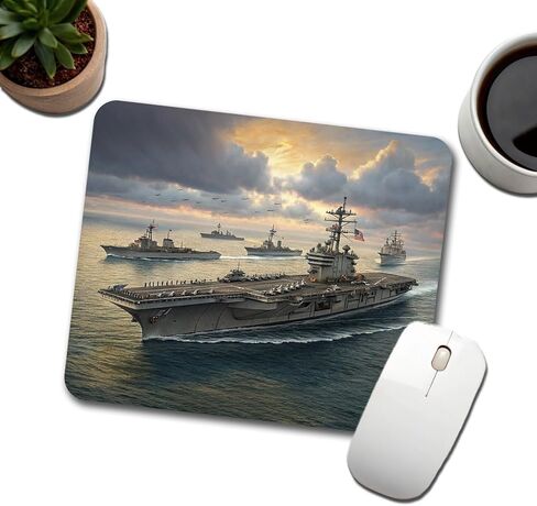 US Navy Carrier Strike Group at Sea Illustration Low Profile Mouse Pad Mat in Kuwait