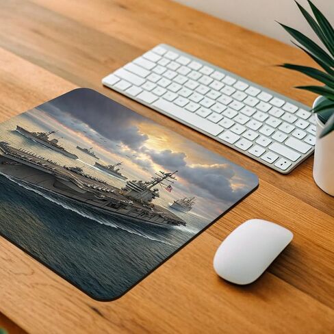 US Navy Carrier Strike Group at Sea Illustration Low Profile Mouse Pad Mat in Kuwait