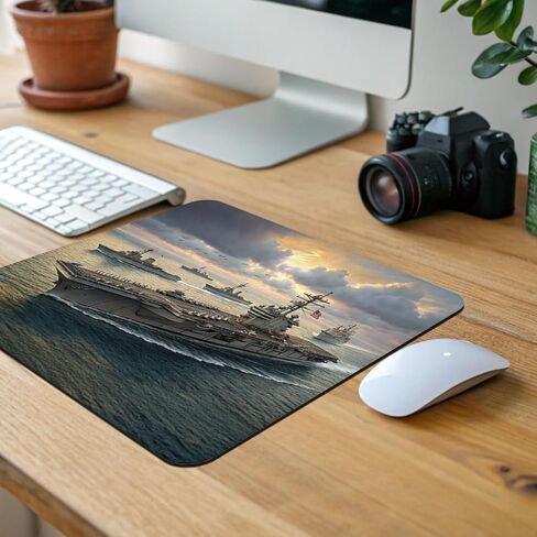 US Navy Carrier Strike Group at Sea Illustration Low Profile Mouse Pad Mat in Kuwait