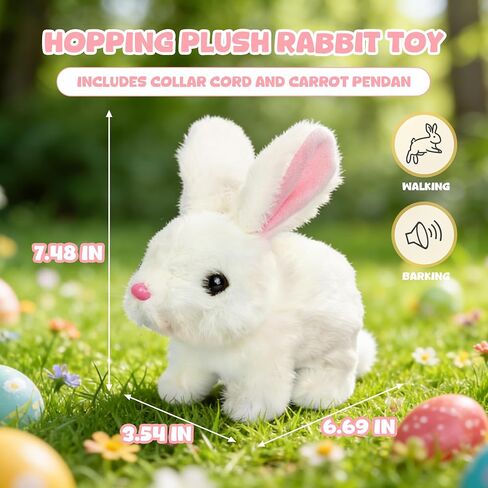 Hopping Rabbit Toys -Bunny Realistic Interactive Rabbit Toys with Sounds and Shaking Ears, Twitching Nose, Interactive Plush Bunny for Kids Easter Gifts, Birthday Gift Easter Basket Essentials in Saudi Arabia
