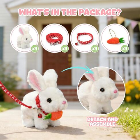 Hopping Rabbit Toys -Bunny Realistic Interactive Rabbit Toys with Sounds and Shaking Ears, Twitching Nose, Interactive Plush Bunny for Kids Easter Gifts, Birthday Gift Easter Basket Essentials in Saudi Arabia