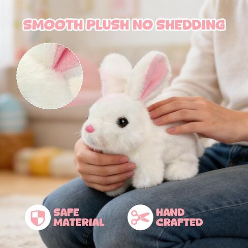Hopping Rabbit Toys -Bunny Realistic Interactive Rabbit Toys with Sounds and Shaking Ears, Twitching Nose, Interactive Plush Bunny for Kids Easter Gifts, Birthday Gift Easter Basket Essentials in Saudi Arabia
