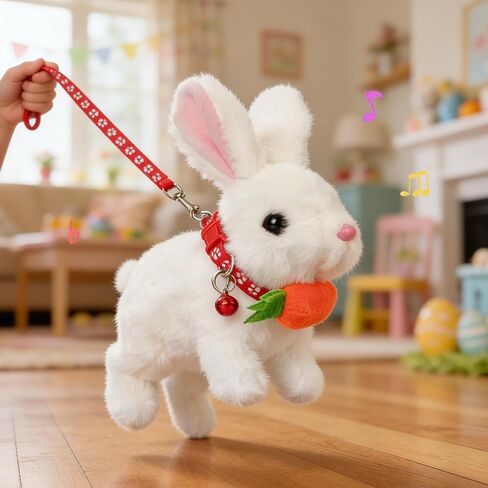 Hopping Rabbit Toys -Bunny Realistic Interactive Rabbit Toys with Sounds and Shaking Ears, Twitching Nose, Interactive Plush Bunny for Kids Easter Gifts, Birthday Gift Easter Basket Essentials in Saudi Arabia