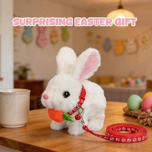 Hopping Rabbit Toys -Bunny Realistic Interactive Rabbit Toys with Sounds and Shaking Ears, Twitching Nose, Interactive Plush Bunny for Kids Easter Gifts, Birthday Gift Easter Basket Essentials in Saudi Arabia