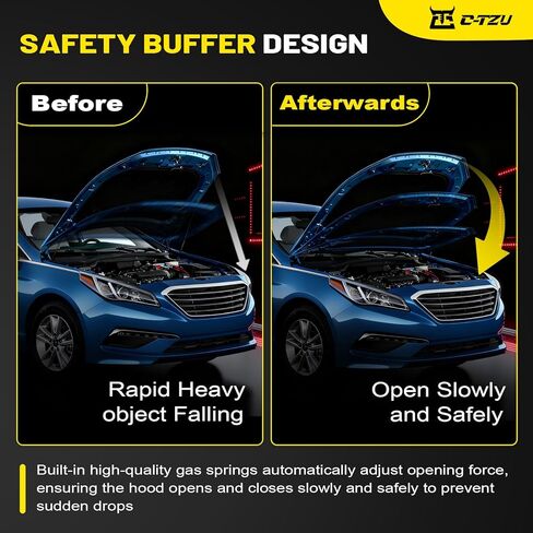 Hood Struts Lift Support for Hyundai Sonata 2015-2017 - OEM Replacement Shocks, Compatible with Eco/GL/GLS/Limited/Premium/SE/Sport/Ultimate, OEM# 81161C1000, 2 Pcs in Kuwait