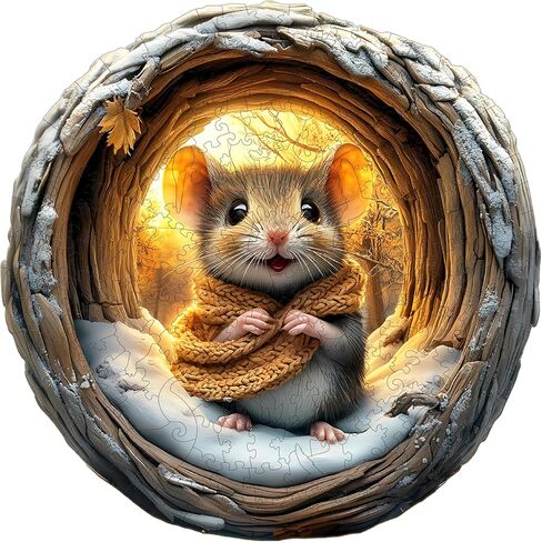 KAAYEE Wooden Puzzles for Adults 300 Pieces Visual 3D Mouse Wooden Jigsaw Puzzles for Adults Animal Wood Puzzle Gifts for Mother's Day Adults Kids Mouse Puzzle(13.4 * 13.3in) in Saudi Arabia