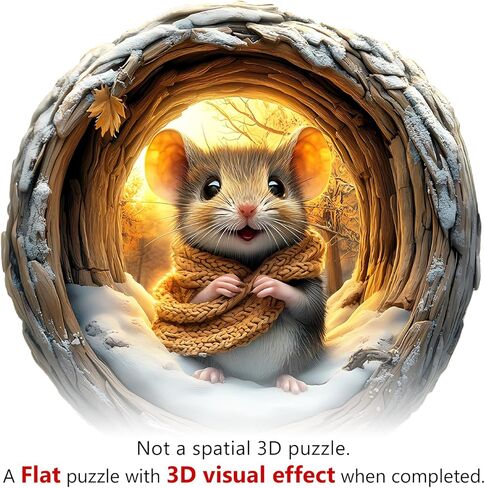 KAAYEE Wooden Puzzles for Adults 300 Pieces Visual 3D Mouse Wooden Jigsaw Puzzles for Adults Animal Wood Puzzle Gifts for Mother's Day Adults Kids Mouse Puzzle(13.4 * 13.3in) in Saudi Arabia
