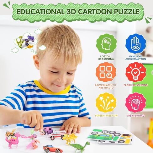 مجموعة ألغاز الصور المقطوعة الورقية ثلاثية الأبعاد DIY، 75 قطعة من ألغاز الرسوم المتحركة ثلاثية الأبعاد، ألغاز كرتونية ذكية ثلاثية الأبعاد، تجميع خالٍ من الغراء، مجموعة ألغاز الحشرات الذكية، نشاط للهدايا المثيرة للاهتمام in Kuwait