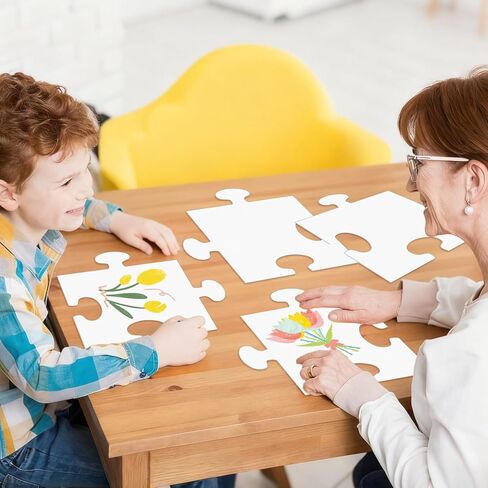 8.5x8.9'' Large White Blank Puzzle Pieces Oversize White Cardboard Puzzles to Draw on Make Your Own Jigsaw Puzzle for Classroom Huge Art Display Decor Adult DIY Arts Crafts Projects 40Pcs in Saudi Arabia