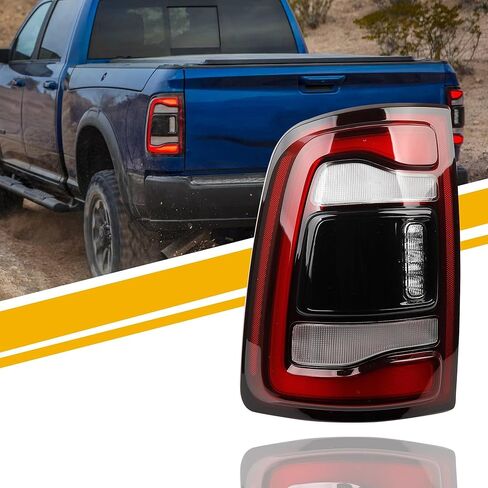 مجموعة مصابيح خلفية Dasbecan LED متوافقة مع Dodge Ram 2500 3500 2019-2023 2024 W/مصباح خلفي للنقطة العمياء جانب الركاب الأيمن 68361722AH (غطاء أسود) in Kuwait