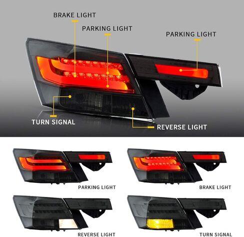 مجموعة مصابيح LED الخلفية من VLAND لسيارة Honda Inspire JDM 2008 2009 2010 2012 فقط، (ليست لسيارة Coupe & Accord Sedan LX، LX-P، EXL، EX6)، جوانب السائق والراكب (4 قطع)، عدسات مدخنة in Kuwait