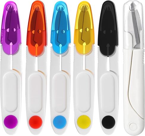 6 PCS U Shaped Portable Scissors Portable Multipurpose Scissor U-Type Small Cutter with Protective Safety Cover Needlework Sewing Scissors for Yarn Cross-Stitch Thread, Sewing Craft DIY in Saudi Arabia