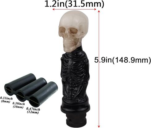 Abfer Shifter Knob Handle Skull Gear Shift Knobs Car Shifting Lever Stick Fit Most Manual Automatic Cars Trucks, Black in Kuwait