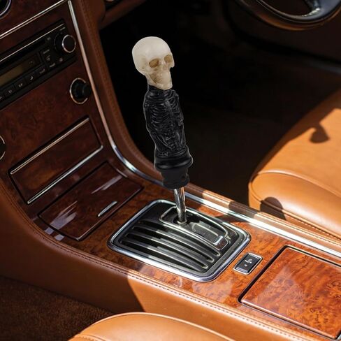 Abfer Shifter Knob Handle Skull Gear Shift Knobs Car Shifting Lever Stick Fit Most Manual Automatic Cars Trucks, Black in Kuwait