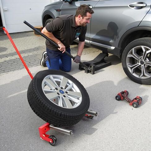 Tire Dolly for Changing Tires, Adjustable Wheel Dolly with Dual Rollers, One-Person Tire Installation Tool for Car, SUV & Light Truck Tires up to 31.5", 330 LBS Capacity, Tire Mounting Dolly in Saudi Arabia