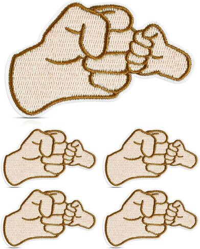 Fist Bump Embroidered Iron On Patches, 2.95 Inches Daddy Daughter Mother Son Matching Sew On Applique, Decorative Patches for Trucker Hats, Jackets, Jeans, Backpacks, Pack of 5 in Saudi Arabia