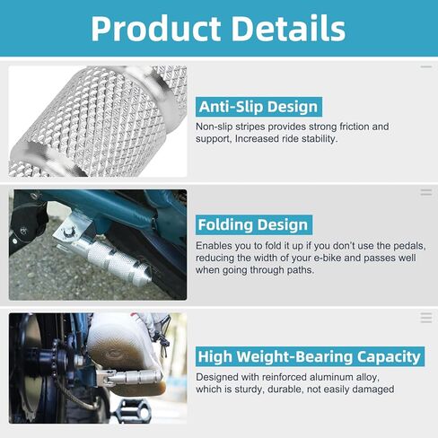 Passenger Foot pegs, Foldable Non-Slip Passenger Footrest Pegs, M8 Rearsets Foot Rest Pegs Pedals for Super 73, Honda, Suzuki, Ducati, Kawasaki, Aprilia,Triumph in Saudi Arabia