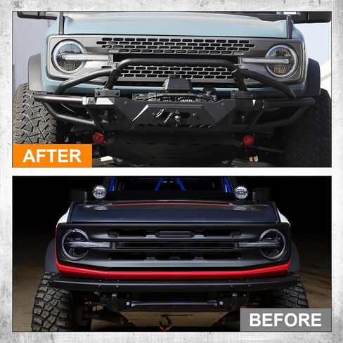 مصد ROXX المعياري لـ 2021-2026 Ford Bronco [ليس للطراز الرياضي]، المصد الأمامي Ford Bronco مع قضيب الثور الأنبوبي/لوحة الانزلاق/حامل الكاميرا الأمامية/لوحة الونش/فتحة الرادار in Kuwait