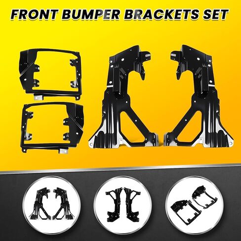 Left and Right Side Front Inner/Outer Bumper Brackets Compatible with 2016-2018 Silverado 1500 GM1063113 GM1062113 84029774 84029775 Bumper Bracket Set Black in Kuwait
