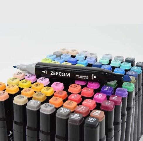Alcohol Markers Set, 60 Colored Pens for Kids & Adults| Dual Tip Alcohol Markers with Brush Tip, Art Supplies & Coloring Marker for Drawing, Sketching & Illustration in Saudi Arabia