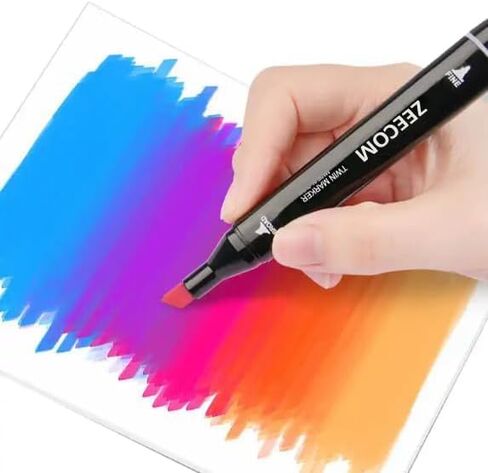 Alcohol Markers Set, 60 Colored Pens for Kids & Adults| Dual Tip Alcohol Markers with Brush Tip, Art Supplies & Coloring Marker for Drawing, Sketching & Illustration in Saudi Arabia
