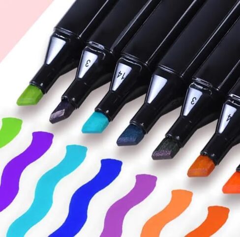 Alcohol Markers Set, 60 Colored Pens for Kids & Adults| Dual Tip Alcohol Markers with Brush Tip, Art Supplies & Coloring Marker for Drawing, Sketching & Illustration in Saudi Arabia