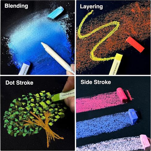 COLOUR BLOCK Soft Pastels for Artists - 144 Colors Square Chalk Pastels Set in Wooden Box - Vibrant Pigments Art Kit for Painting, Drawing, Sketching, Hobbyists. in Saudi Arabia
