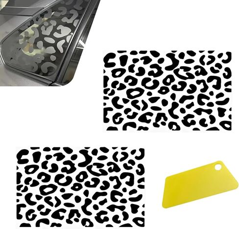 2 PCS Leopard Car Rear Quarter Decals, Cheetah Print Matte Side Window Decoration Sticker, Waterproof DIY Self-Adhesive Vinyl Sticker with Scraper, for Cars SUVs Trucks (Black) in Saudi Arabia