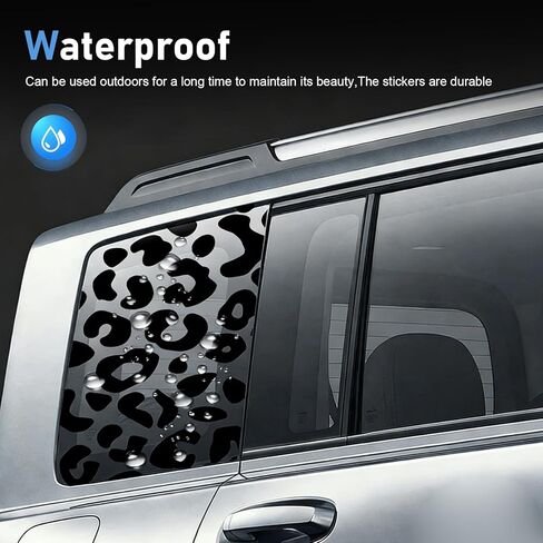 2 PCS Leopard Car Rear Quarter Decals, Cheetah Print Matte Side Window Decoration Sticker, Waterproof DIY Self-Adhesive Vinyl Sticker with Scraper, for Cars SUVs Trucks (Black) in Saudi Arabia
