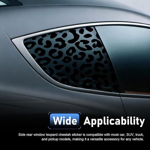 2 PCS Leopard Car Rear Quarter Decals, Cheetah Print Matte Side Window Decoration Sticker, Waterproof DIY Self-Adhesive Vinyl Sticker with Scraper, for Cars SUVs Trucks (Black) in Saudi Arabia