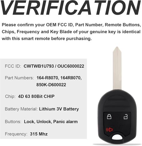 مفتاح السيارة فوب دخول بدون مفتاح عن بعد مناسب لـ CWTWB1U793 Ford F150 F250 F350 F450 Explorer Edge Escape Ranger Fusion Econoline Flex مع شريحة 4D63 80 بت، 315 ميجاهرتز 3 أزرار مفتاح فوب (2) in Kuwait