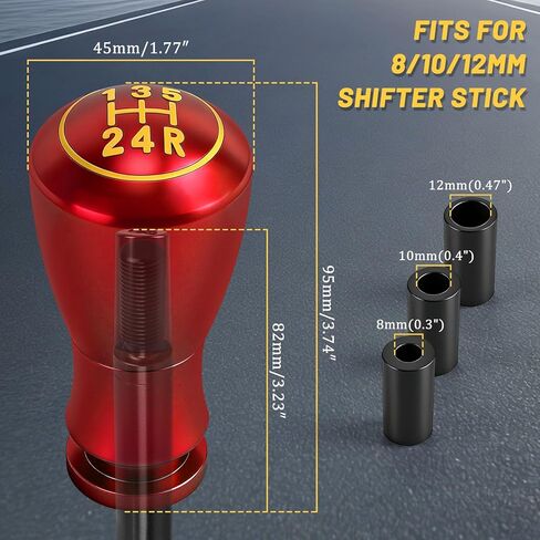 مقبض ناقل الحركة، استبدال مقبض ناقل الحركة اليدوي العالمي M8/M10/M12، عصا تحويل 5 سرعات لشاحنة السيارة الدفع الرباعي (أحمر) in Kuwait