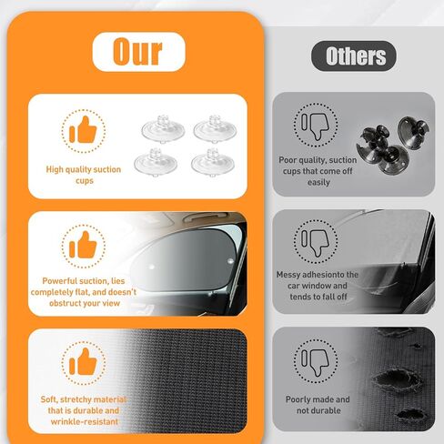 2 Pack Upgrade Car Window Shades for Side Window, Car Window Shade for Child Suction Cup, 25.6"×15" Universal Mesh Foldable Sunlight Shield Glare and UV Rays Protection for Most Cars Trucks Vans in Saudi Arabia