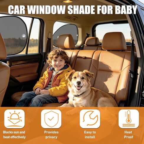 2 Pack Upgrade Car Window Shades for Side Window, Car Window Shade for Child Suction Cup, 25.6"×15" Universal Mesh Foldable Sunlight Shield Glare and UV Rays Protection for Most Cars Trucks Vans in Saudi Arabia