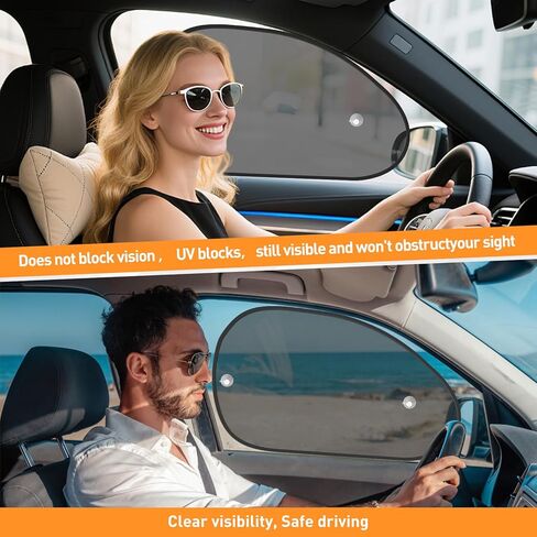 2 Pack Upgrade Car Window Shades for Side Window, Car Window Shade for Child Suction Cup, 25.6"×15" Universal Mesh Foldable Sunlight Shield Glare and UV Rays Protection for Most Cars Trucks Vans in Saudi Arabia